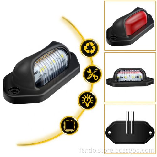 12V/24V Dual Color License Plate & Tail Lights for Trucks, Buses, Trailers